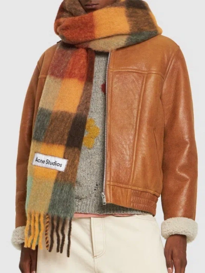 Acne Studios Multi Check Scarf In Brown