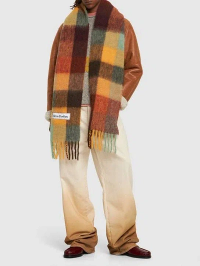 Acne Studios Multi Check Scarf In Brown