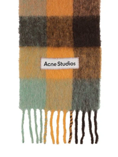 Acne Studios Multi Check Scarf In Brown