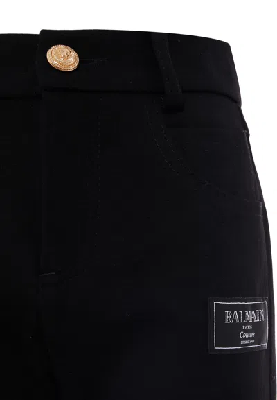 Balmain Logo-patch Trousers In Black