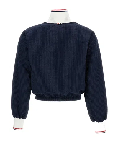 Thom Browne Zip Bomber Jacket In Blue
