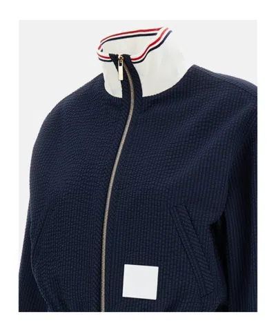 Thom Browne Zip Bomber Jacket In Blue