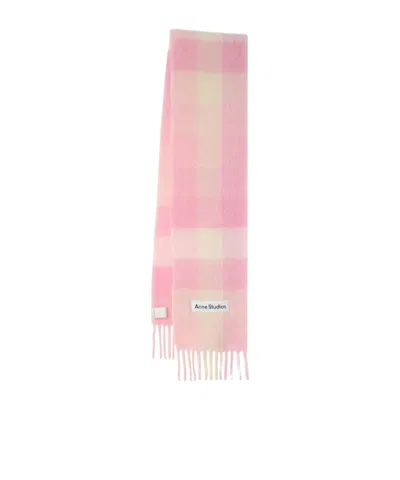 Acne Studios Vally Checked Wool-blend Scarf In Pink