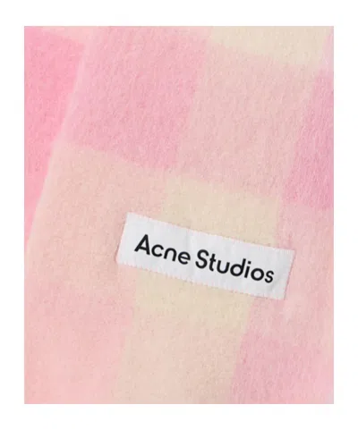 Acne Studios Vally Checked Wool-blend Scarf In Pink