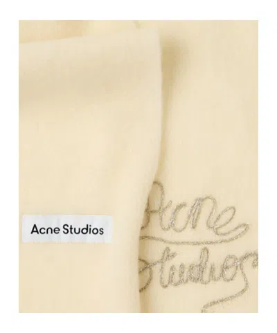 Acne Studios Solid Winter Logo Scarf In Neutral
