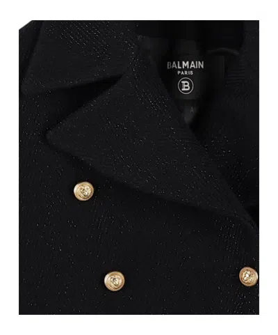 Balmain Wool Blend Coat In Black