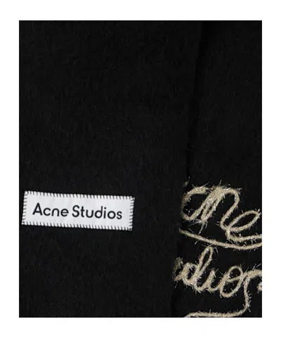 Acne Studios Solid Winter Logo Scarf In Black