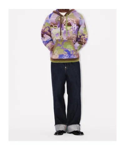 Kenzo Hooded Wool Blend Top Abstract Pattern In Multi
