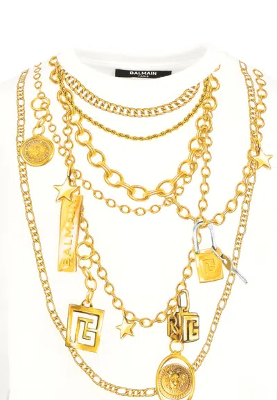 Balmain Chain-print Sweatshirt In White