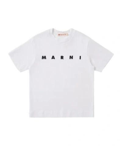 Marni Kids Logo-printed Crewneck T-shirt In White