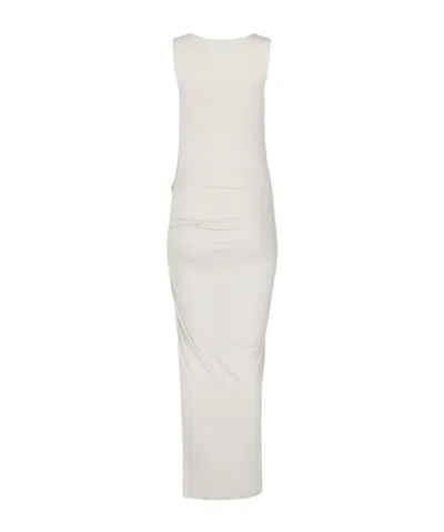 Entire Studios Draped Midi Dress With Soft Flowing Fabric In White