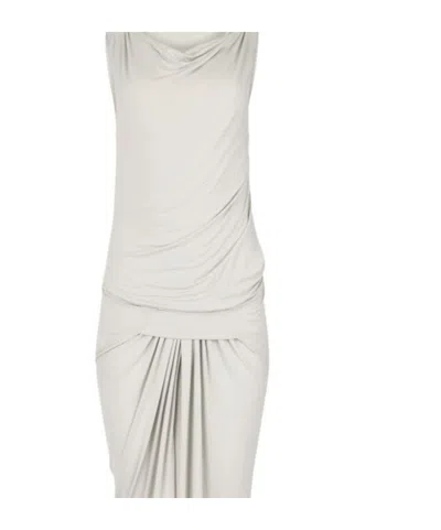 Entire Studios Draped Midi Dress With Soft Flowing Fabric In White