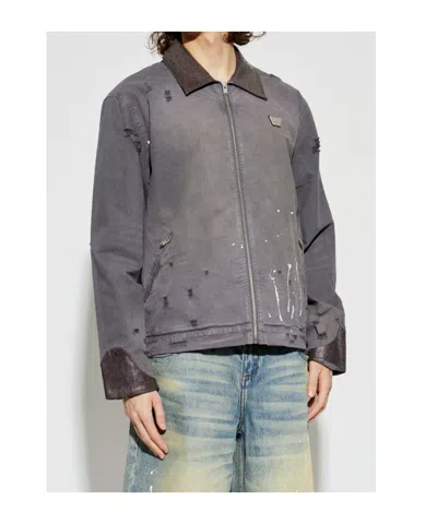 Misbhv Distressed Collared Jacket In Gray
