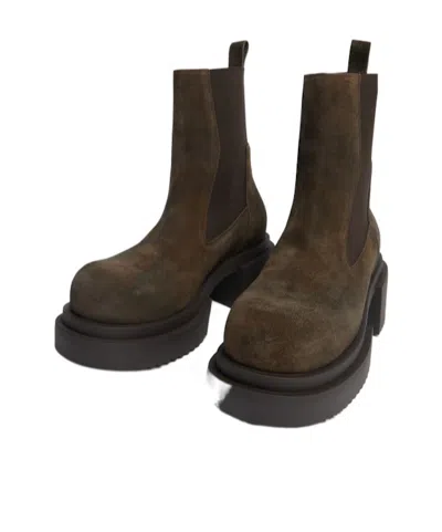 Rick Owens Platform Boots With Elastic Strap In Brown