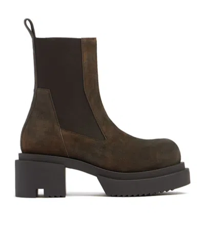 Rick Owens Platform Boots With Elastic Strap In Brown