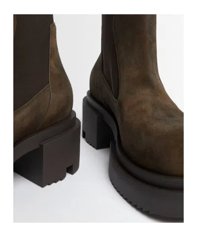 Rick Owens Platform Boots With Elastic Strap In Brown