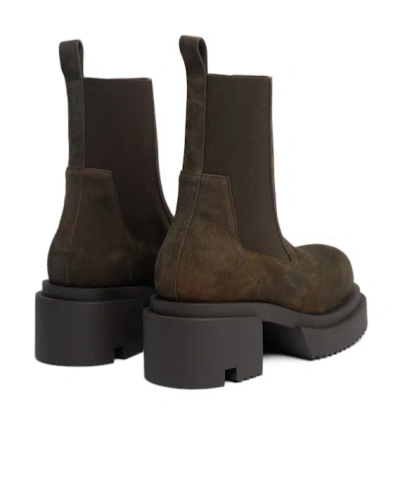 Rick Owens Platform Boots With Elastic Strap In Brown