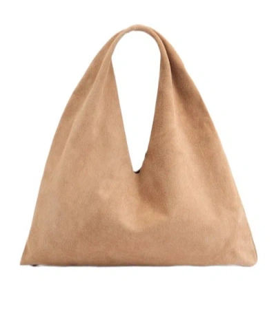 The Row Small Bindle Silk Leather Top Handle Bag In Brown