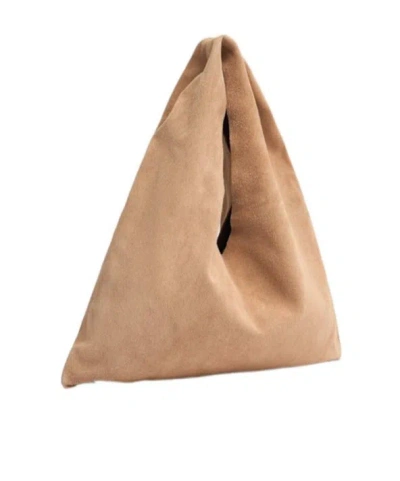 The Row Small Bindle Silk Leather Top Handle Bag In Brown