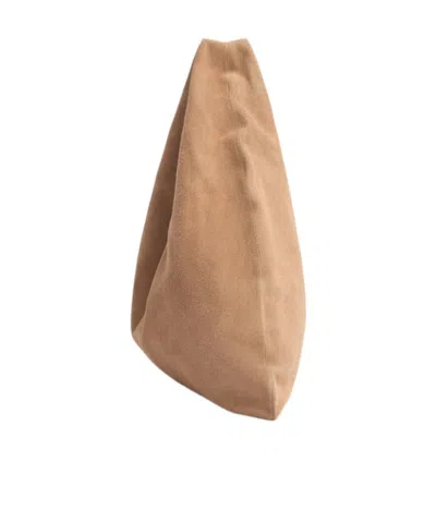 The Row Small Bindle Silk Leather Top Handle Bag In Brown