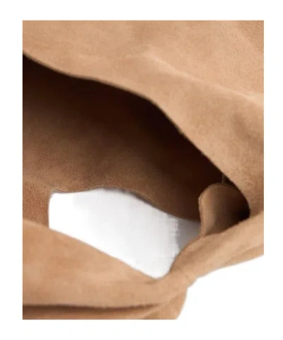 The Row Small Bindle Silk Leather Top Handle Bag In Brown