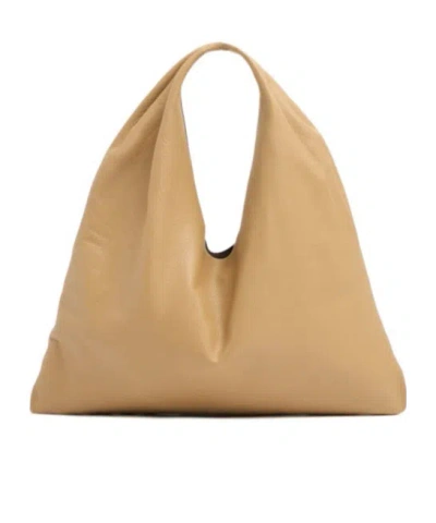 The Row Small Bindle Silk Leather Top Handle Bag In Brown