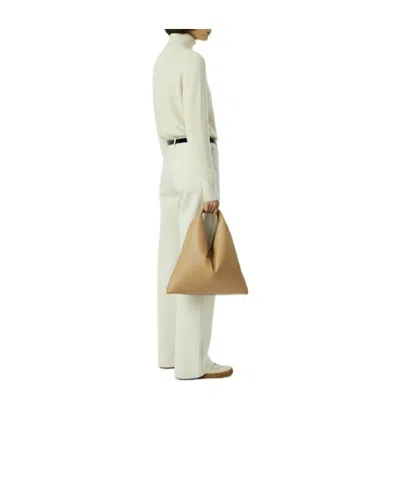 The Row Small Bindle Silk Leather Top Handle Bag In Brown