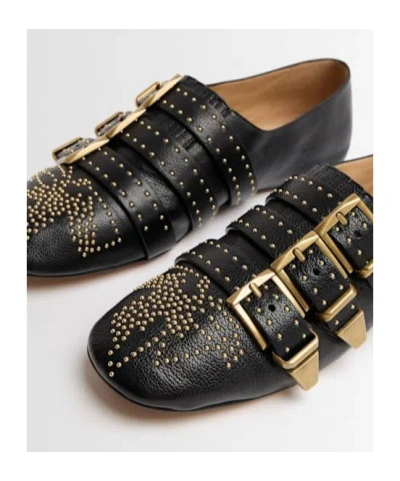 Chloé Susanna Buckle-details Studded Flat Pumps In Animal Print