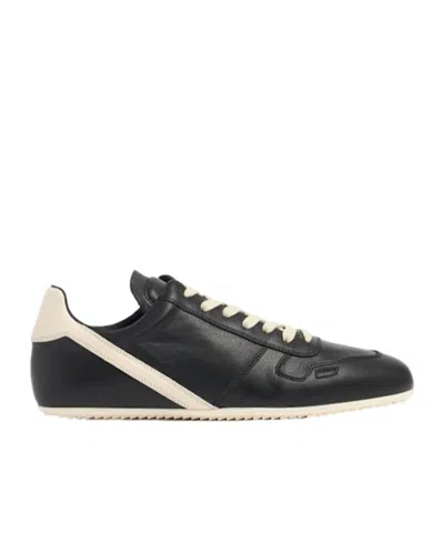 Rick Owens Leather Sneakers With Thin Shark-tooth Sole In Black