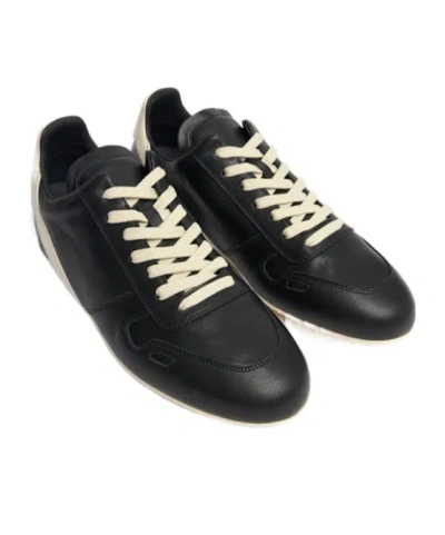 Rick Owens Leather Sneakers With Thin Shark-tooth Sole In Black