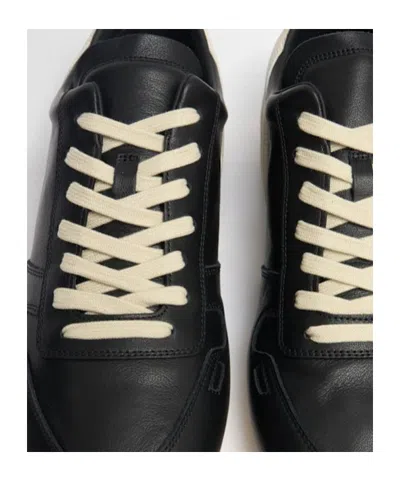 Rick Owens Leather Sneakers With Thin Shark-tooth Sole In Black