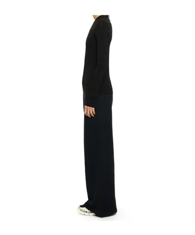 Off-white Fitted Long Sleeve Ribbed Crop T-shirt In Black
