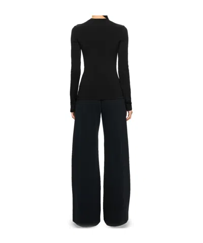 Off-white Fitted Long Sleeve Ribbed Crop T-shirt In Black