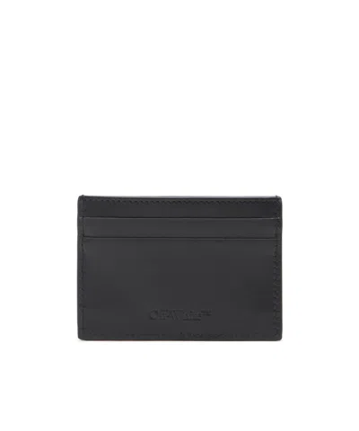 Off-white Diagonal-tape Card Case In Black