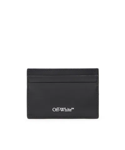 Off-white Logo-print Leather Card Case In Black