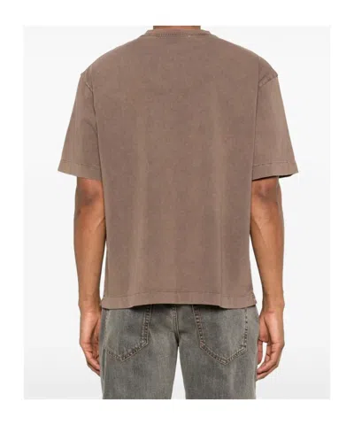 Off-white Logo Printed Crewneck T-shirt In Brown