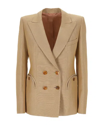 Blazé Milano Button Double-breasted Jacket In Brown