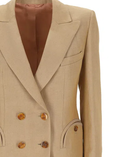 Blazé Milano Button Double-breasted Jacket In Brown