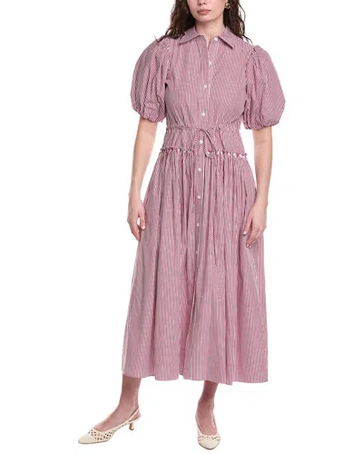 Rebecca Taylor Poplin Shirt Dress In Red Stripe