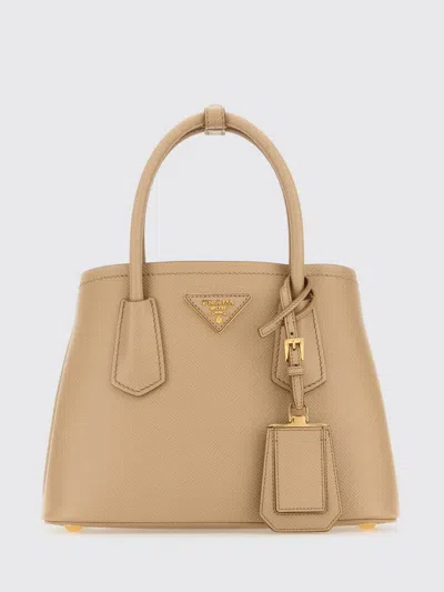 Prada Structured Leather Top Handle Shoulder Bag In Brown