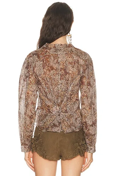 Isabel Marant Women's Celeny Printed Cotton Cinched Blouse In Brown