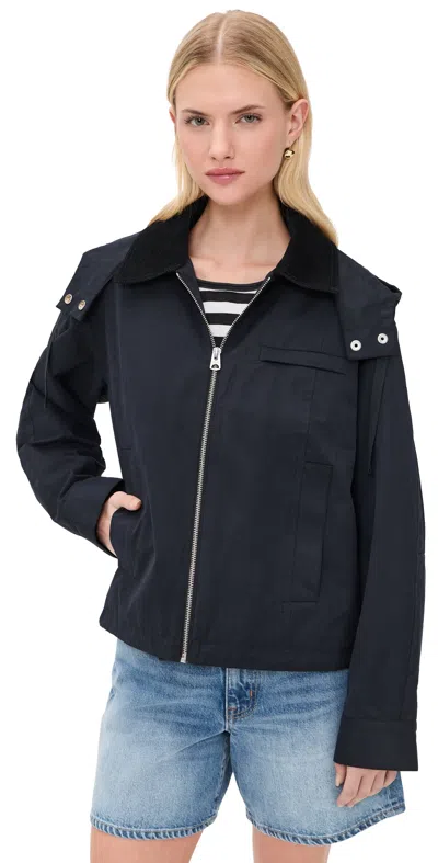 Alex Mill Kenzie Corduroy-trimmed Cotton-blend Hooded Jacket In Black