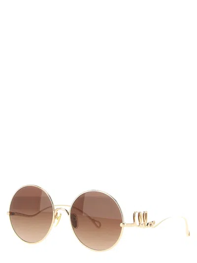 Chloé Round Frame Sunglasses Featuring Curved Temples In Brown