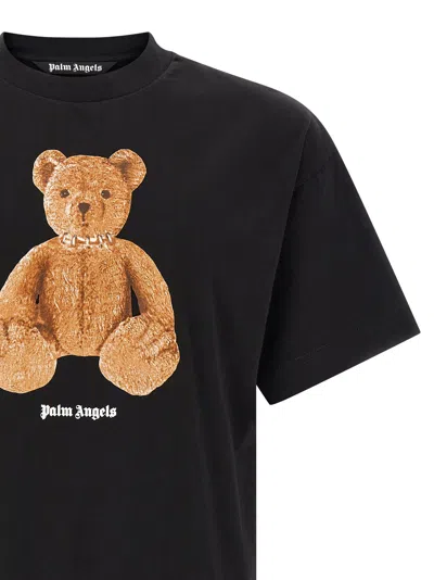 Palm Angels Cotton Crew Neck T Shirt Teddy Bear In Black