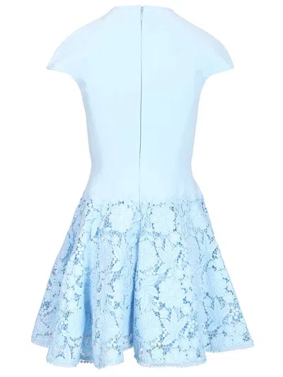 Self-portrait Womens Self Portrait Cap-sleeve Crepe And Lace Mini Dress In Blue