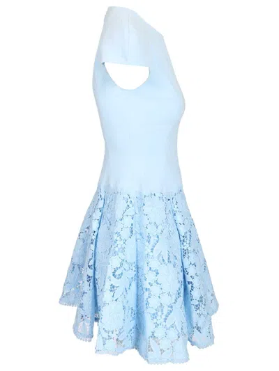 Self-portrait Womens Self Portrait Cap-sleeve Crepe And Lace Mini Dress In Blue