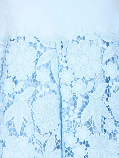 Self-portrait Womens Self Portrait Cap-sleeve Crepe And Lace Mini Dress In Blue