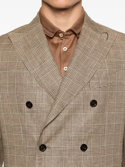 Boglioli Check-pattern Double-breasted Blazer In Neutral