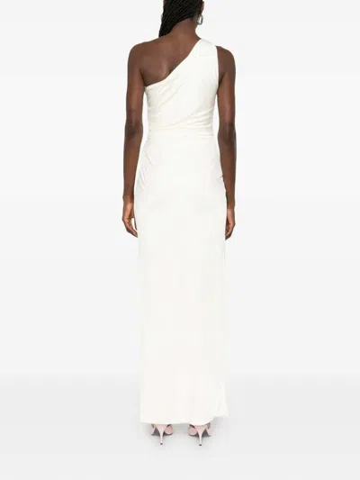 Versace Cream Jersey And Crepe Medusa 95 Draped Gown In White