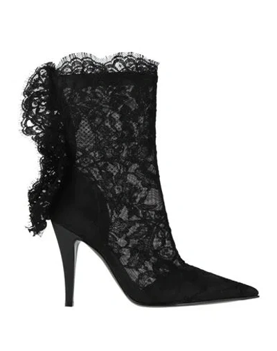 Alexander Mcqueen Mcqueen Woman Ankle Boots Black Size 8 Textile Fibers In Black